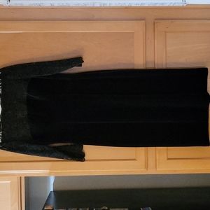 Dress: black velvet and lace